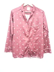 ◇ Θ gelato pique ハート柄　サテン調　ルームウェア 長袖 シャツ ブラウス サイズF バーガンディ系 レディース E  【1411130006128】