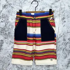 新品　EDWIN　エドウィン　ハーフパンツ　ショートパンツ　ひざ丈　総柄　ボーダー　カラフル　薄手　春　夏　秋【size 150】　ホワイト　白　ブルー　青　ライトブルー　水　イエロー　黄　グリーン　緑　レッド　赤　ピンク　桃　パープル　紫　オレンジ　橙