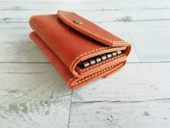 本革小銭入れ付きキーケース（ブラウン）カードケース　ミニ財布　パスケース　スマートキーケース