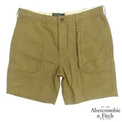 アバクロ メンズ ハーフパンツ ブラウン コットン ショーツ Abercrombie&Fitch アバクロンビー&フィッチ インポート カジュアル Safari サファリ LEON レオン オーシャンズ 雑誌 掲載 アメカジ セレカジ サーフ  商品 075