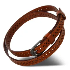 [Harewith] ベルト レディース 本革 細ベルト 【長さ調整可能】 柔らかい 軽量 (ライトブラウン柄) [ライトブラウン柄]