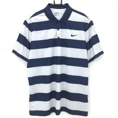★値下げ★ナイキゴルフ 半袖ポロシャツ ネイビー×ライトグレー ボーダー DRY-FIT メンズ XL ゴルフウェア NIKE