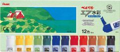 WFC1-12 ポリチューブ入り エフ水彩 絵の具 12色 ぺんてる