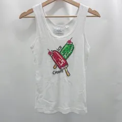 ◇ ⊂Φ ALICE 綿100% スパンコール ノースリーブ タンクトップ サイズL ホワイト レディース E  【1506190012599】