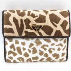 【良品】PRADA ヒョウ柄　折り財布　ハラコ　パンサー