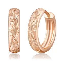 KRKC&CO フープピアス ハワイアンジュエリー メンズピアス 15mm 波/プルメリア 彫り リングぴあす 両耳/片耳 金属アレルギー対応 14金メッキ シルバーピアス 男女兼用 シンプル おしゃれ