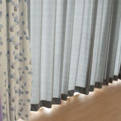【防炎・蓄熱保温】レースカーテン　グレー　巾65cm×丈103cm　2枚組