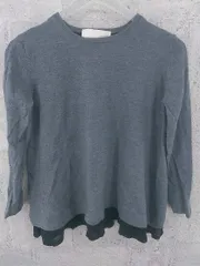 ◇ 自由区 オンワード樫山 薄手 ウール ニット セーター サイズ40 ダークグレー ブラック レディース  【1002800960002】