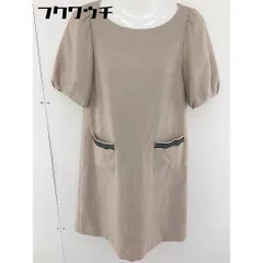 ◇ anatelier アナトリエ パフスリーブ ノーカラー 五分袖 ミニ ワンピース サイズ 36 ベージュ ブラック レディース  【中古】 【1109080001422】