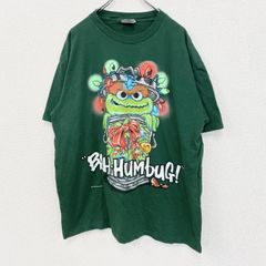 古着 used　90s　ONEITA　セサミストリート　半袖プリントTシャツ　オスカー　シングルステッチ　緑　グリーン　XLサイズ
