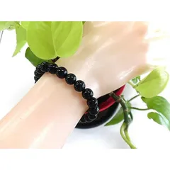 天然石 オブシディアン8ｍｍ玉ブレスレット 内周17.6cm