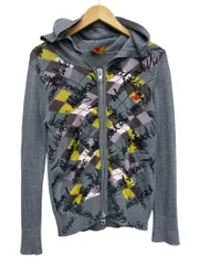 Vivienne Westwood ニットアウター 総柄 ジップアップ LOGO ジップアップニット(グレー)（レディース）（1210152051