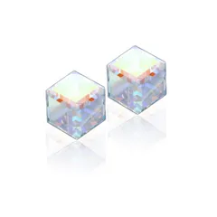 ピアス -魔法と神秘的なオーロラのボーレアス光沢のあるスワロフスキーRクリスタルアイスキューブスタッドイヤリング925スターリングシルバー自然＆高アレルギーの女性、女の子＆十代の若者たちのための息をのむようなギフトボックス
