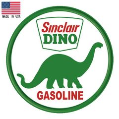 メタルサイン "Sinclair DINO GASOLINE" シンクレア 看板 直径30cm 丸型 アメリカ製