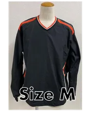 古着　ナイロンジャケット　Vネック　プルオーバー　黒　オレンジ　M
