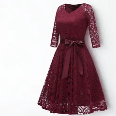 ドレス パーティードレス レディース 結婚式 かわいい 七分袖 ワンピース