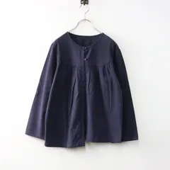 美品】石見銀山 群言堂コットンジャケットノーカラーアシンメトリー