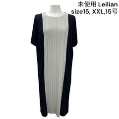 現行品】Leilian 異素材切り替えワンピース Aライン 3XL相当 フリル