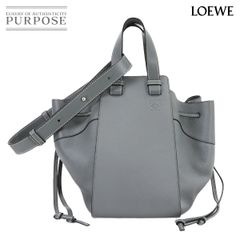 新品同様 ロエベ LOEWE ハンモック ドローストリング ミディアム 2way ハンド ショルダー バッグ レザー グレー 90281960