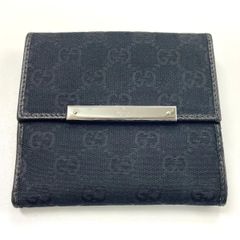 GUCCIグッチ GGキャンバス 二つ折り財布 ブラック - メルカリ