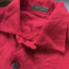 Y's for men Yohji Yamamoto ワイズフォーメン 80's vintage archive ウール フランネル オープンカラー シャツ size.不明(L程度) レッド