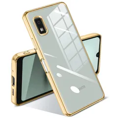【特価セール】透明 カバー メッキ加工 A302SH 柔らかい 薄型 SH-53D ファッション 人気 耐衝撃 滑り止め クリア 黄ばみ防止 指紋防止 ケース 軽量 wish3 TPU ソフトケース AQUOS 保護カバー(ゴールド)