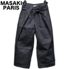 MASAKI PARIS 濃紺インディゴデニム ラップパンツ 1サイズ/約72cm ワイド バギー 袴パンツ ジーンズ  変形デザイン マサキマツシマ マサキパリ オーバーラップ