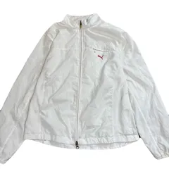PUMA ナイロンジャケット　ジャージ　Mサイズ　ホワイト　フルジップ　ワンポイント　US古着　ゴルフ