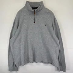 古着 ポロ・ラルフローレン POLO RALPH LAUREN ニット ハーフジップ トレーナー ワンポイントロゴ 大きいサイズ XXL  グレー メンズ