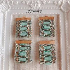 編み上げ リボンタッセルチャーム 水色 4個☆送料無料