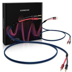 UCINNOVATE 2-Pack Bi-Wire Speaker Cable with Gold-Plated Banana Plugs, 13AWG HiFi OFC Audio Terminals, for Sound Systems, Home Theater, Bi-Amping, and Subwoofers