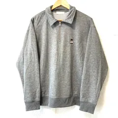 (^w^)b LOGOS DAYS ロゴスデイズ ハーフジップ 長袖 トレーナー スウェット シャツ カジュアル シンプル トップス ゴルフ golf  くまワッペン ワンポイントロゴ グレー メンズ 男性 サイズL