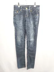 ◇ Θ SOMETHING サムシング ローライズ ストレッチ デニム スキニー パンツ サイズ25×32 ネイビー系 レディース E  【1506250011890】