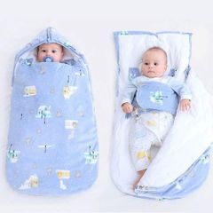 【色: ブルー】スリーパー 赤ちゃん 寝袋 ベビー寝袋 おくるみ 新生児 带防風