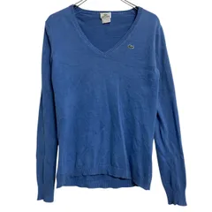 LACOSTE コットンニット セーター ラコステ レディース S~ ブルー Vネック 古着卸 アメリカ仕入 a702-5977のサムネイル
