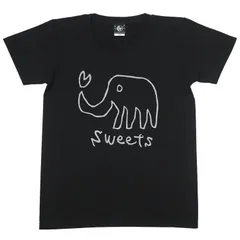 【新品・送料込み】　sweets UネックTシャツ (ブラック) sp013ut -X- 半袖 黒色 カットソー  象さん ゾウ ぞう アニマル かわいいイラスト 落書き らくがき