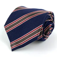 アレキサンダージュリアン ブランドネクタイ ストライプ柄 シルク ウール ハンドメイド メンズ ネイビー ALEXANDER JULIAN 【中古】