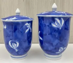 深川製磁 蓋付き湯呑み 2客セット ペア