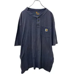 Carhartt 半袖 ヘンリーネックTシャツ 2XL グレー カーハート ビッグサイズ ポケットTシャツ ロゴ 古着卸 アメリカ仕入 a704-5783