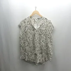 ◇ ⊂◎●未使用●Φ GLOBAL WORK 花柄 フレンチスリーブ スキッパーブラウス サイズXL アイボリー系 レディース E  【1502200011996】