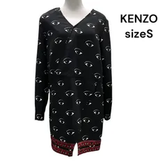 ◆美品 KENZO ケンゾー ワンピース 膝丈 長袖 アイプリント 目 eye 黒 ブラック サイズS レディース S5T392のサムネイル