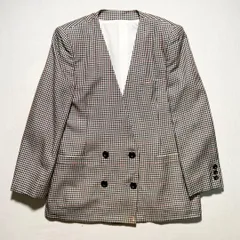 ヴィンテージ バーバリーズ ノーカラー テーラードジャケット チェック 9AR
