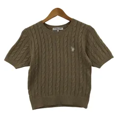 U.S.POLO ASSN. ユーエスポロアッスン ワンポイント刺繍 ケーブル編みニット sizeM/ベージュ