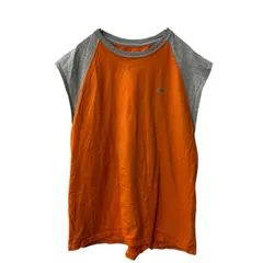 Champion タンクトップ L オレンジ グレー 切替 チャンピオン ノースリーブ ワンポイントロゴ 古着卸 アメリカ仕入 a706-5905