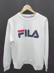 ◇ ⊇ FILA フィラ ロゴ　コットン 長袖 トレーナー　カットソー サイズL ホワイト レディース P  【1409250011153】