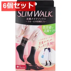 6個セット スリムウォーク 美脚メイクソックス クルー丈 ブラック M-Lサイズ