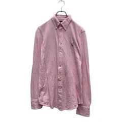 RALPH LAUREN 長袖 無地シャツ L 150～ キッズ ピンク ラルフローレン ニットオックスフォード 古着卸 アメリカ仕入 a605-8236