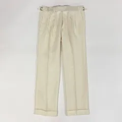 82f24 IGARASHI TROUSERS 五十嵐トラウザーズ 2タック リネン スラックスパンツ ボトムス ビジネス◎ アジャスター◎ 日本製 アイボリー 麻00％