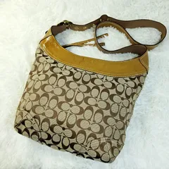 コーチ COACH シグネチャー ワンショルダーバッグ キャンバス パテントレザー ブラウン キャメル 12568 7574811e20251010