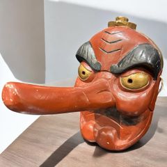 古玩　木彫　大天狗面　天狗面　鼻高30cm　郷土民芸